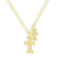 18K Gold Waterproof, Double Cross Me Necklace