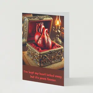 Heart's Treasure Horror Valentine Card Set of 5 - Locked Away but Yours Forever valentines  day valentine day romantic gift Funny Anniversary