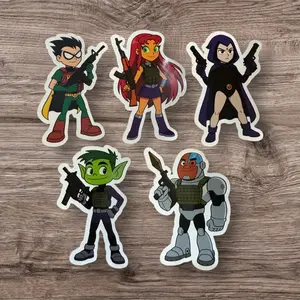Teen Titans Sticker Pack Featuring Raven Beast Boy Cyborg and Starfire Characters for Collectors and Fans