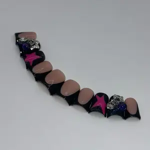 Lollipop black french tip junk Y2K press on nails