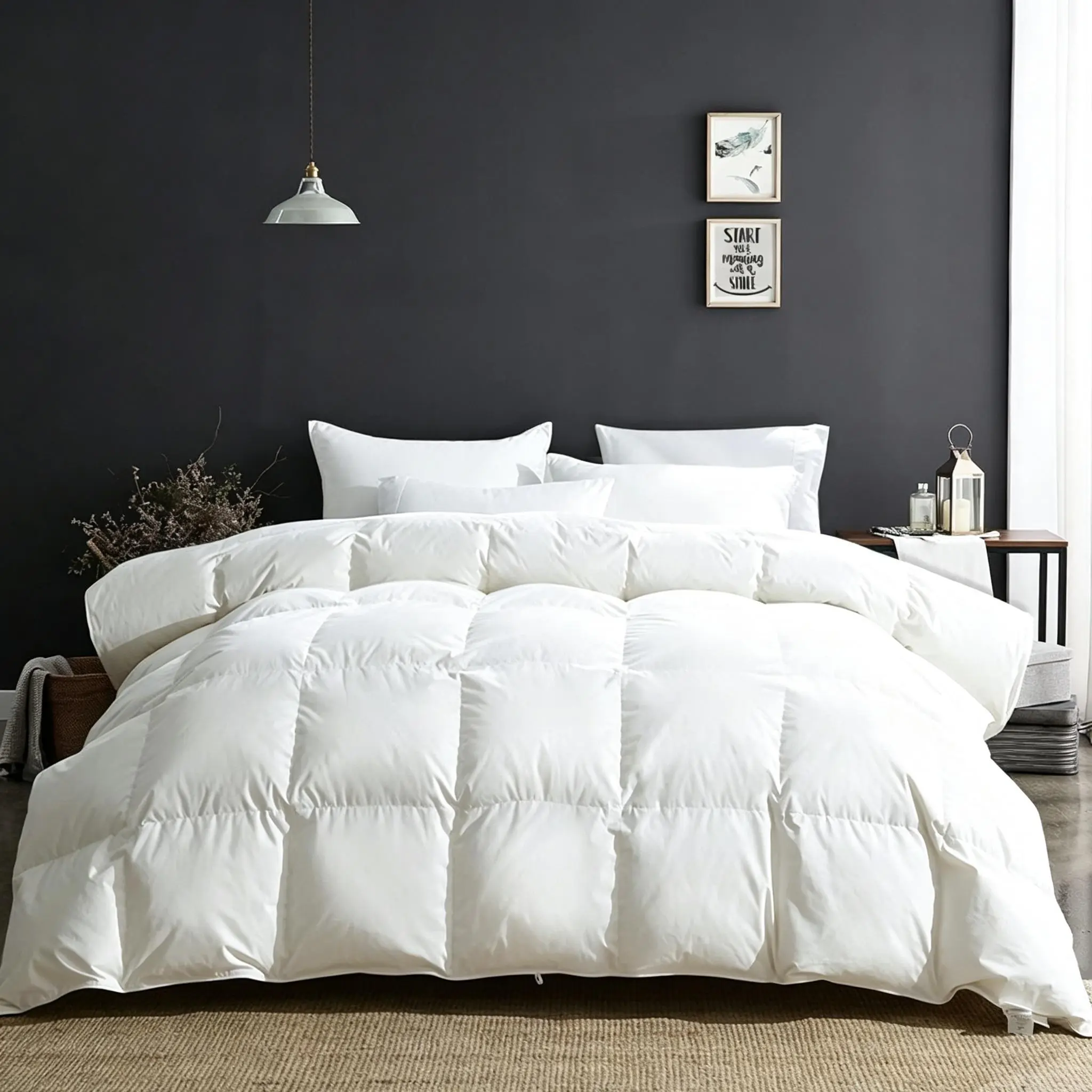 All-Season Down Alternative Comforter - Fluffy Cloud Duvet Insert with Corner Tabs, Premium Quilted Box Stitch Hotel Luxury Indoor Recreation Bedding