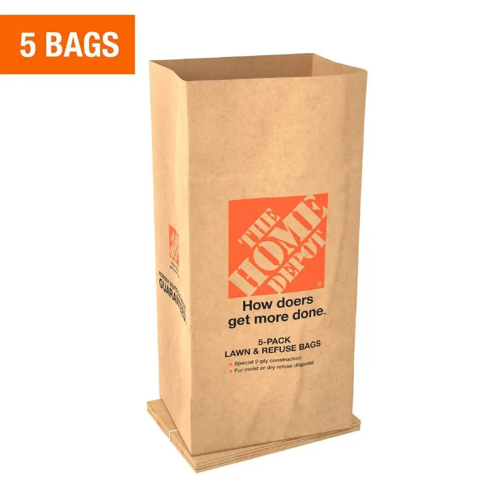 30 Gal. 2-Ply Paper Lawn and Leaf Bags, Garden Cleaning Tools, Durable, Tear-Resistant, Self-Standing, 10-Count for Lawn and Leaves Disposal, Moist or Dry Refuse