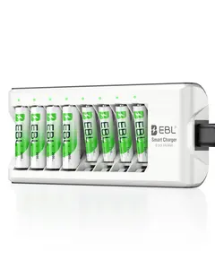 EBL AA AAA Rechargeable Batteries with Upgraded 808 Individual Charger, 1.2V 2800mAh Double A Batteries,Long Lasting Recharerble AA AAA Ni-Mh battery with Integrated Charing Storage Box