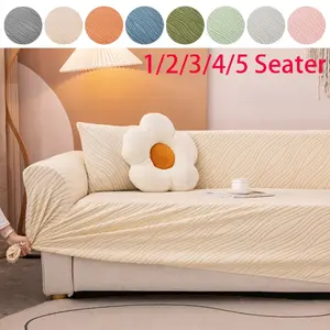 Anti-Pilling Stretchy Wave Texture Sofa Cover, High Elasticity Couch Protector, Durable Living Room Furniture Protection