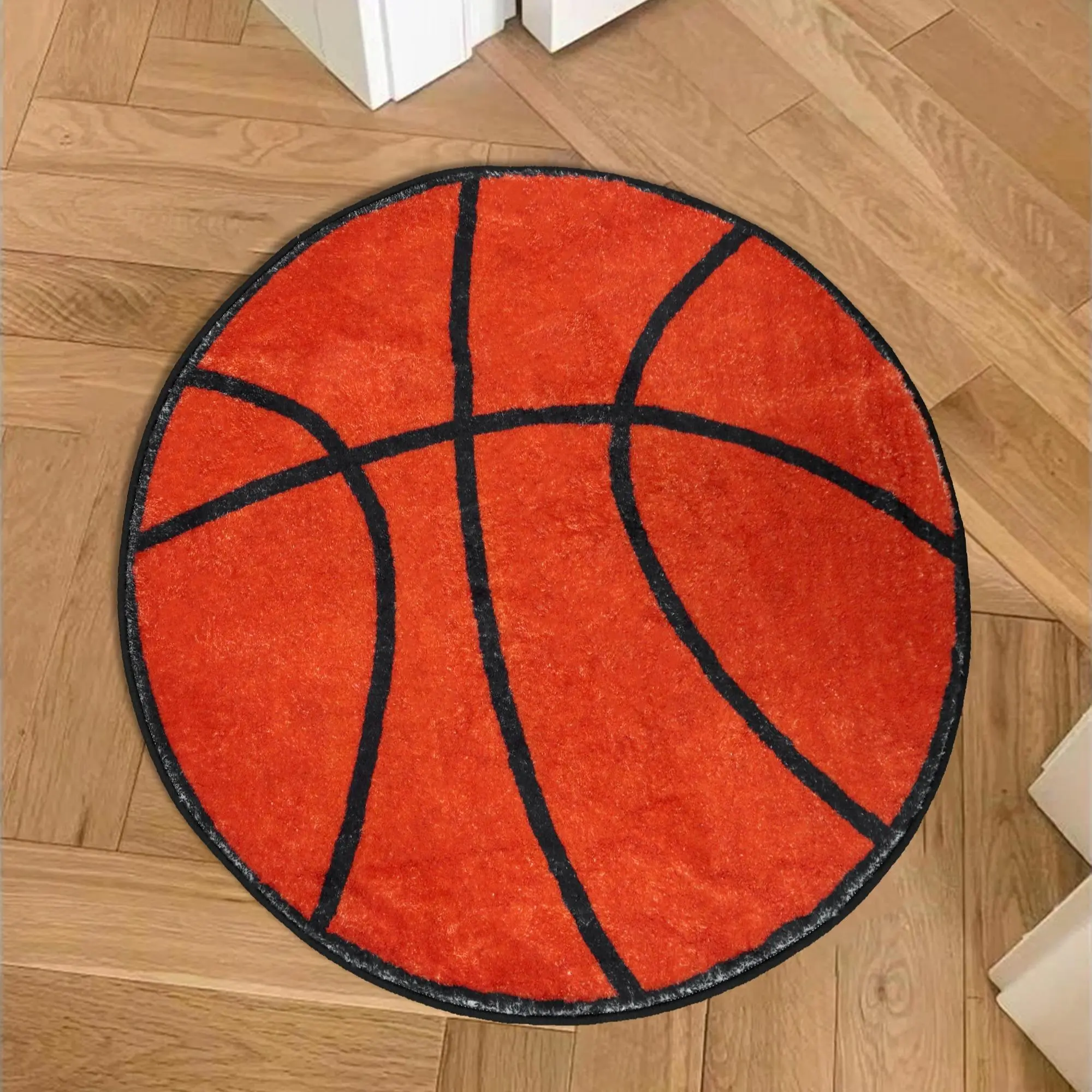 Basketball Pattern Round Area Rug, 1 Piece Non-slip Washable Mat, Soft Circle Carpet for Living Room Bedroom, Decorative Rug, Home Decor, Room Decor, Home Decor Rugs