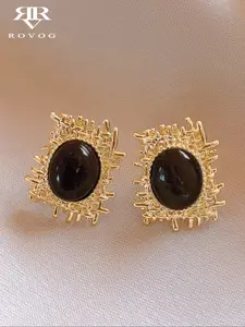 Fashion Vintage French High-End Irregular Weave Resin Stud Earrings, Geometric Oval Design, Perfect for Daily Parties, Women's Jewelry