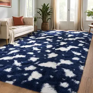 Fluffy Spotted Area Rugs for Bedroom Living Room, Rug for Boys Kids Girls Room, Soft Shaggy High Pile Indoor Bedside Throw Carpet for Nursery Dorms Home Decor Aesthetic, Burgundy Red, Navy Blue,Grey,Green, 4x6,5x7,6x9 Feet