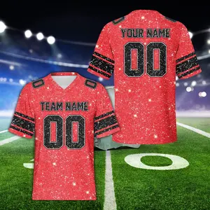 Custom Faux Glitter Football Jersey, Personalized Color Adult Football Team Jersey American Football Game Day Outfit , jersey Y44