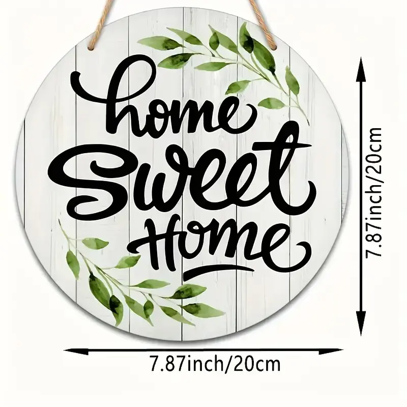 Rustic Wooden Wall Sign 'home Sweet Home' with Plant Design, Front Door ...