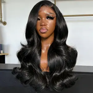 Body Wave Lace Front Wigs Human Hair 180 Density 13x4 HD Transparent Lace Front Wig Brazilian Virgin Lace Frontal Human Hair Wigs for Women Glueless Wigs Human Hair Pre Plucked Natural Hairline With Baby Hair Black Color