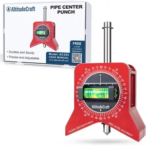 Precise Pipe Center Finder Punch Tool, Magnetic Center Finder for Pipe Fitting with Bubble Level and Adjustable Dial, For 1"–10" Pipes