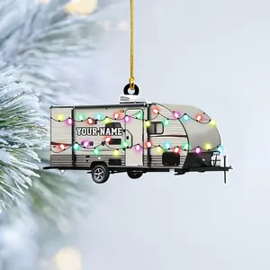 Personalized Camper Ornament Custom Camping Ornament, Tent Ornament RV Camping Ornament, Happy Gifts for Camping Lovers, Travel (CP 1)