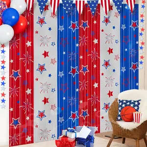 Roll over image to zoom in 4th of July Decorations, Red White and Blue 3 Pack America Star Tinsel Foil Fringe Curtains for Independence Day, Memorial Day, Patriotic Party, Labor Day, Photo Booth Prop Streamer Backdrop