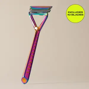 Leaf Shave Original Leaf Razor, All-Metal Safety Shaver with Pivoting Head & Adjustable Blade Loading, Includes 10 Stainless Steel Single-Edge Blades, Compatible with Standard Safety Razor Blades