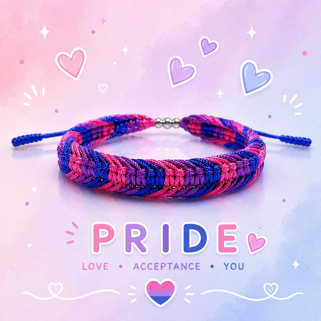 LAMIBEE Bisexual Pansexuality LGBT Proud Love Tibetan Wrist Wrap Bracelet | Amulet and Boho Rope Bracelet Bangles for Women Men Thread for Him and Her