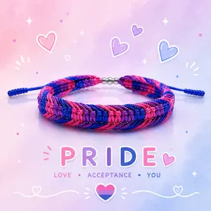 LAMIBEE Bisexual Pansexuality LGBT Proud Love Tibetan Wrist Wrap Bracelet | Amulet and Boho Rope Bracelet Bangles for Women Men Thread for Him and Her