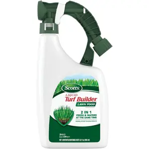 Liquid turf builder lawn fertilizer for all grass types feeds and waters lawn at same time 32 fl oz