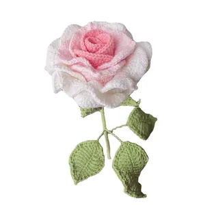 DIY Crochet Rose Bouquet Kit - Handmade Woven Flower Making Set, Complete Materials for Knitted Floral Arrangement