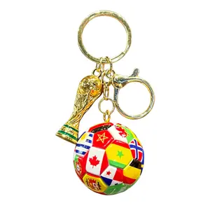 2026 Football Keychain Set Soccer Sports Ball Key Chain Essential for Football Fans 1.6-inch ABS Ball with PVC Stickers Durable Metal Ring Compact Lightweight