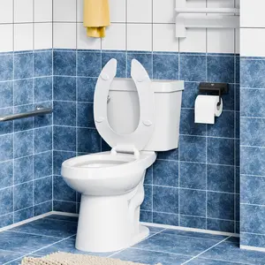 Round Soft Close Toilet Seat, 19" Almond, Quiet & Easy Installation, Ergonomic Design, Safe PP Material for Easy Cleaning & Comfort