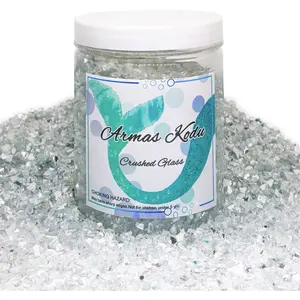 Crushed Glass for Resin Art - 3-6mm White-Backing Mirror, 1.5lb Broken Glass Pieces for Crafts, Vase Filler & Fire Pit Media Decorative Stones