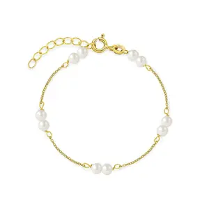 14k Gold 5-6" Double 3mm Freshwater Cultured Pearl Baby / Toddler / Kids Bracelet