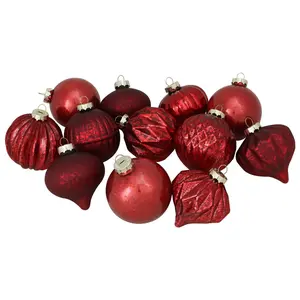 Northlight 12-Ct Red Mercury Style Glass Christmas Ornament