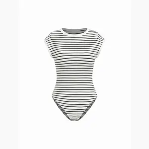 Cider Striped Geometric Graphic Short Sleeve Bodysuit SwimWeek