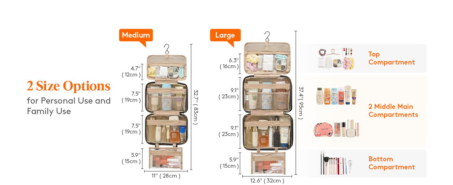 Lifewit Travel Toiletry Bag, Large Hanging Makeup Organizer, Transparent Cosmetic Bag with Hook for Full Size Bottles