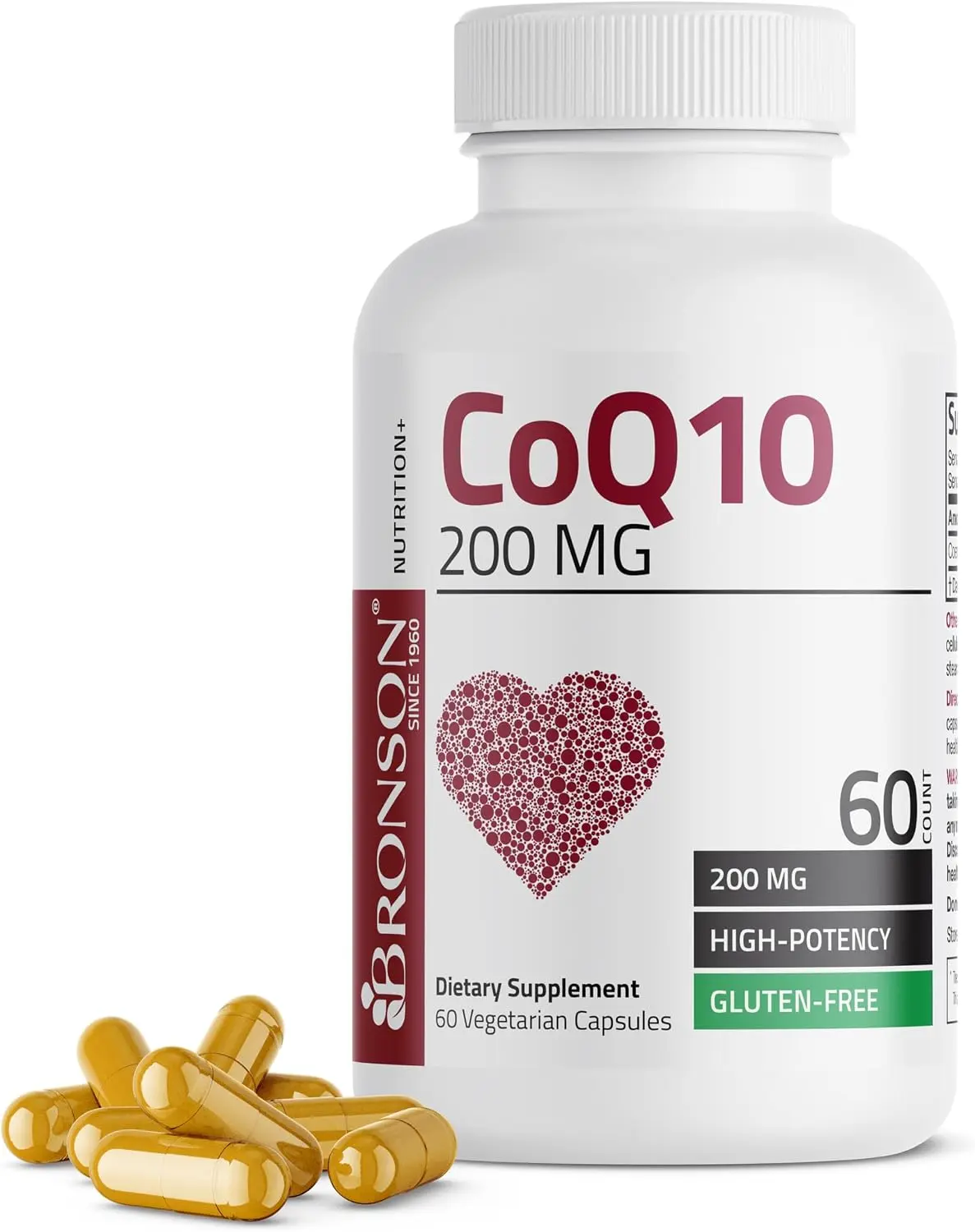 Bronson CoQ10 200 mg (Ubiquinone), High Potency, 60 Vegetarian Capsules | Cellular Energy Production, Powerful Antioxidant & Healthy Heart Function Support