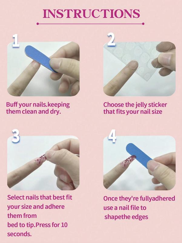 24Pcs Medium Square Press-On Nails | White French Tip with Rhinestone & Bowknot