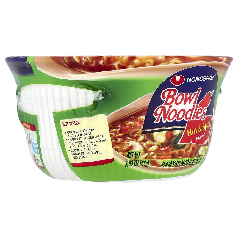 Nongshim Bowl Noodles, Ramyun Noodles With Soup Mix, Hot & Spicy , 3.03 oz (86 g)