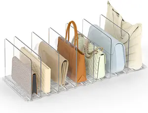 Bag & Purse Organizer for Closet: Adjustable Clear Handbag Storage Shelf - Plastic Clutch Dividers for Closet Organizers and Storage - Keep Carteras & Pocketbook Upright