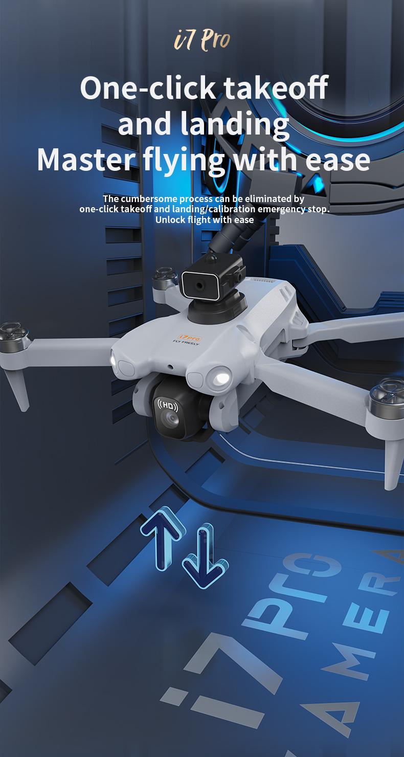 CJCMALL i7 PRO Brushless Drone with 4K HD Dual Camera, 4CH 2.4GHz Remote Control, Intelligent Obstacle Avoidance, Optical Flow Positioning, Foldable Design, 12 Minutes Flight Time