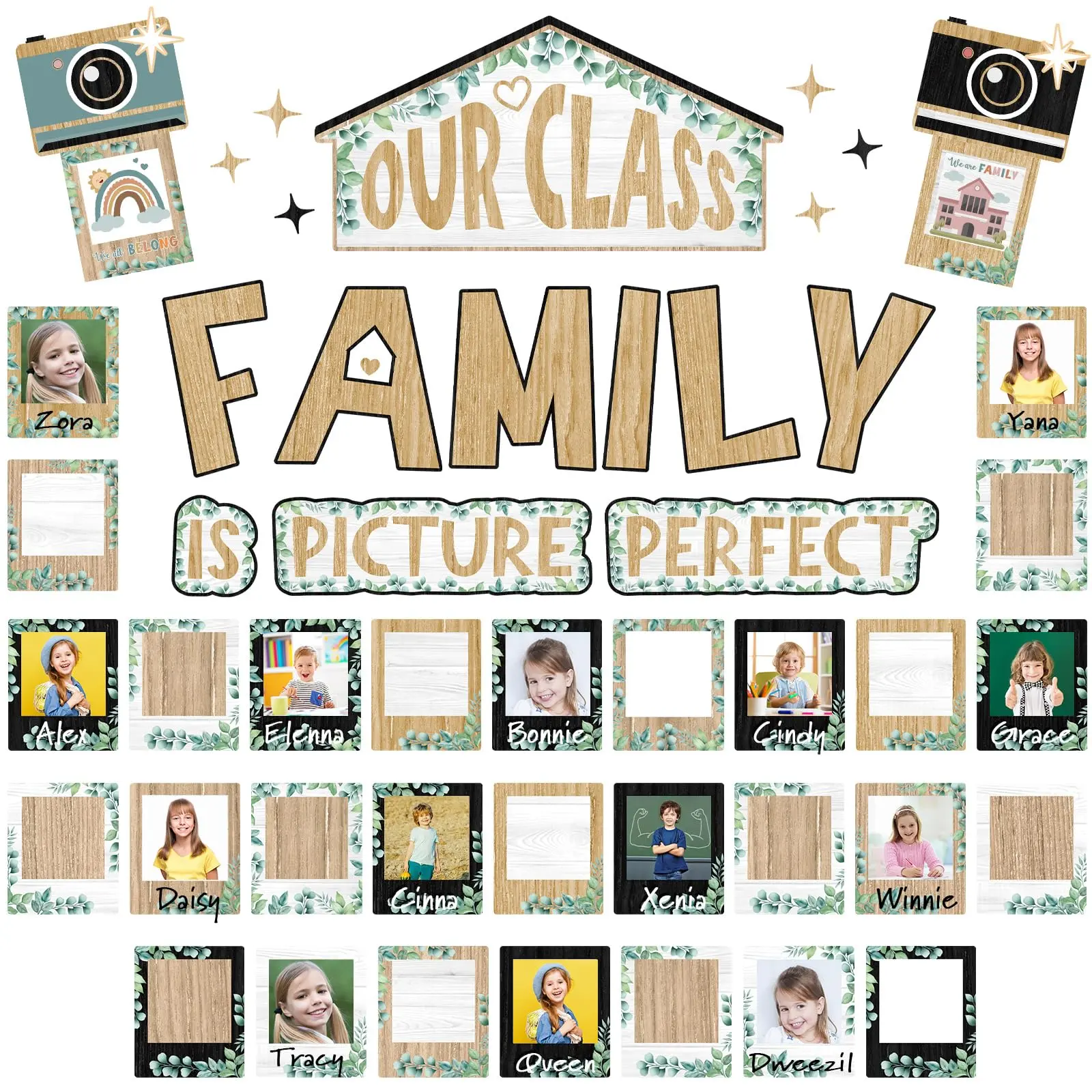 Classroom Bulletin Board Decor, Back to School Supplies Classroom Decor Our Class is a Family Picture Frame Bulletin Board Decor for Teachers, Inspirational Chalkboard Decor for School, Classroom Photo Wall
