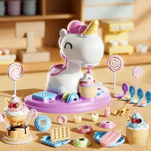 Unicorn Shaped Colorful Clay Ice Cream Machine DIY Interactive Clay Manual Squeeze Set Handmade Creative Clay Kit