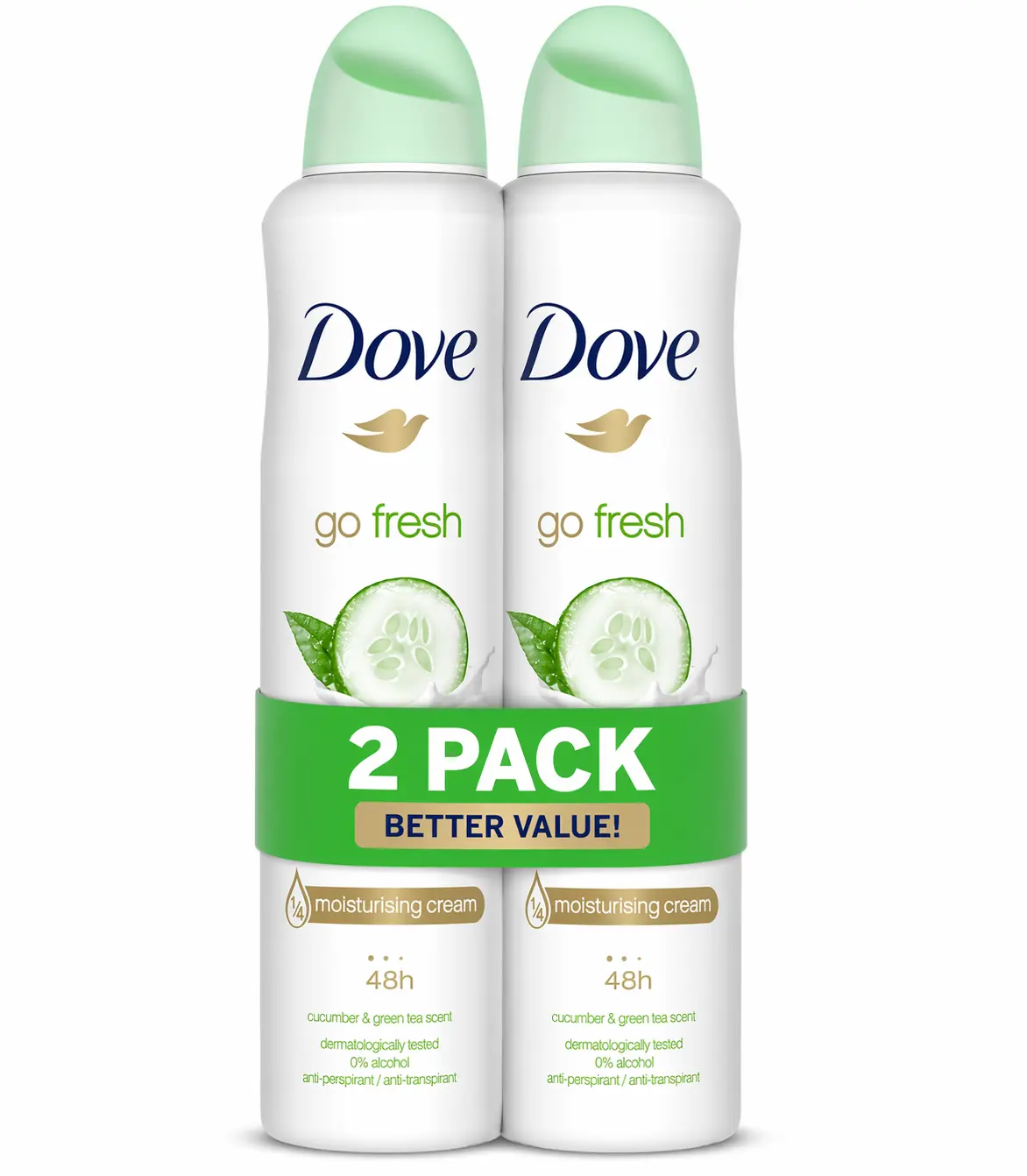 Dove Advanced Care Go Fresh Deodorant Spray 250ml (2-Pack) | Cucumber & Green Tea | 72HR Protection