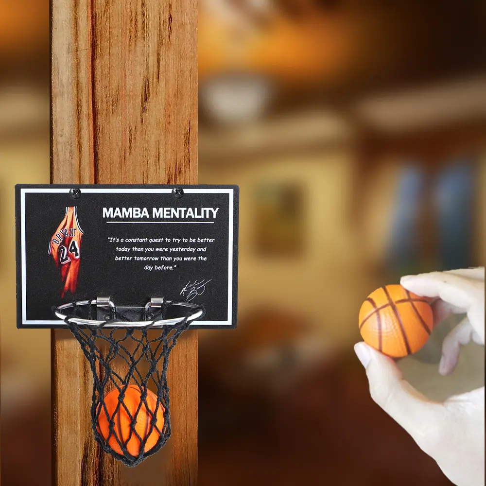 Indoors Office Desktop Mini Basketball Hoop Toys,Mini Foam Basketball and Hoop,It can be Installed on The Desk, Shooting Decompression.RIP MAMBA!kobe