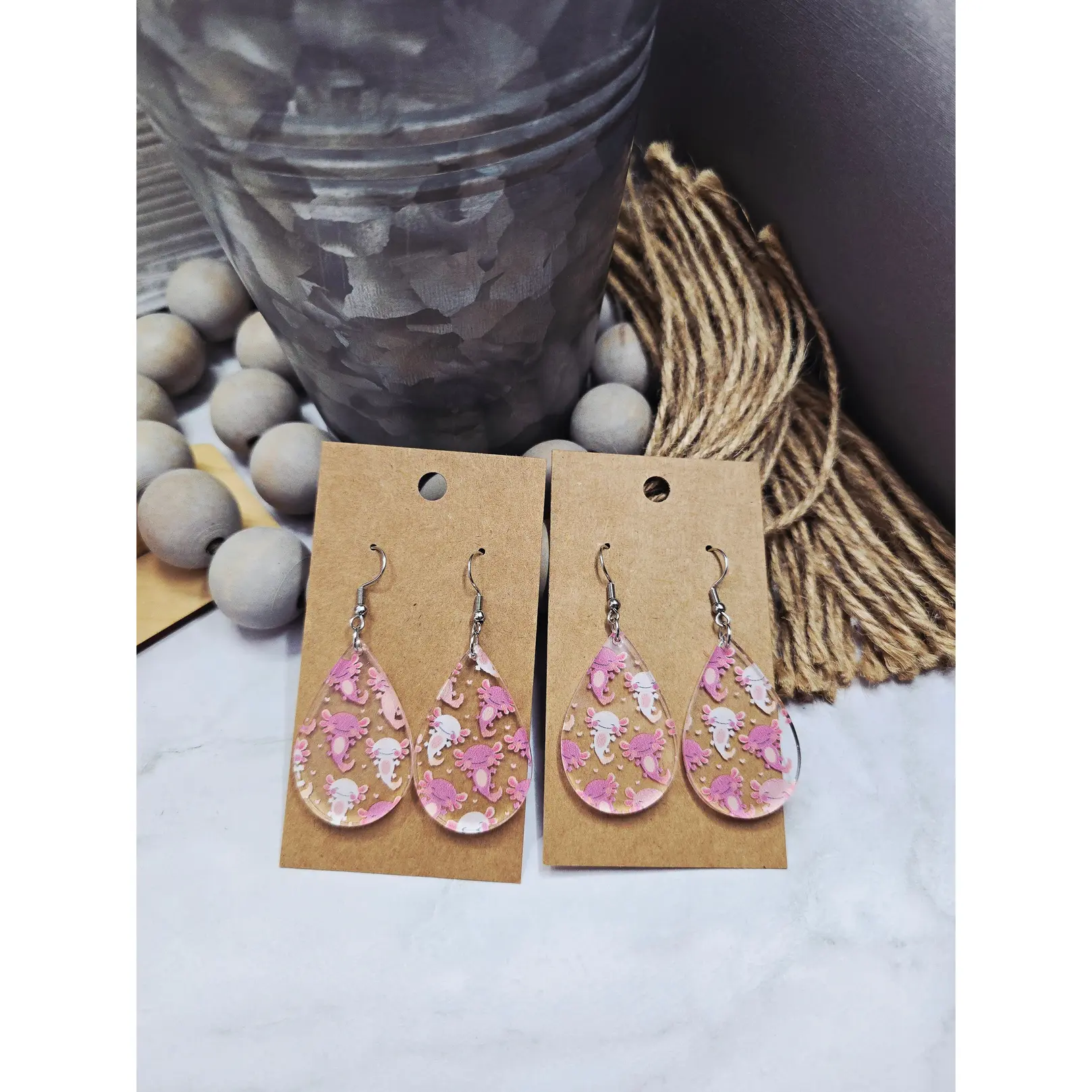 Axolotl Teardrop Earrings