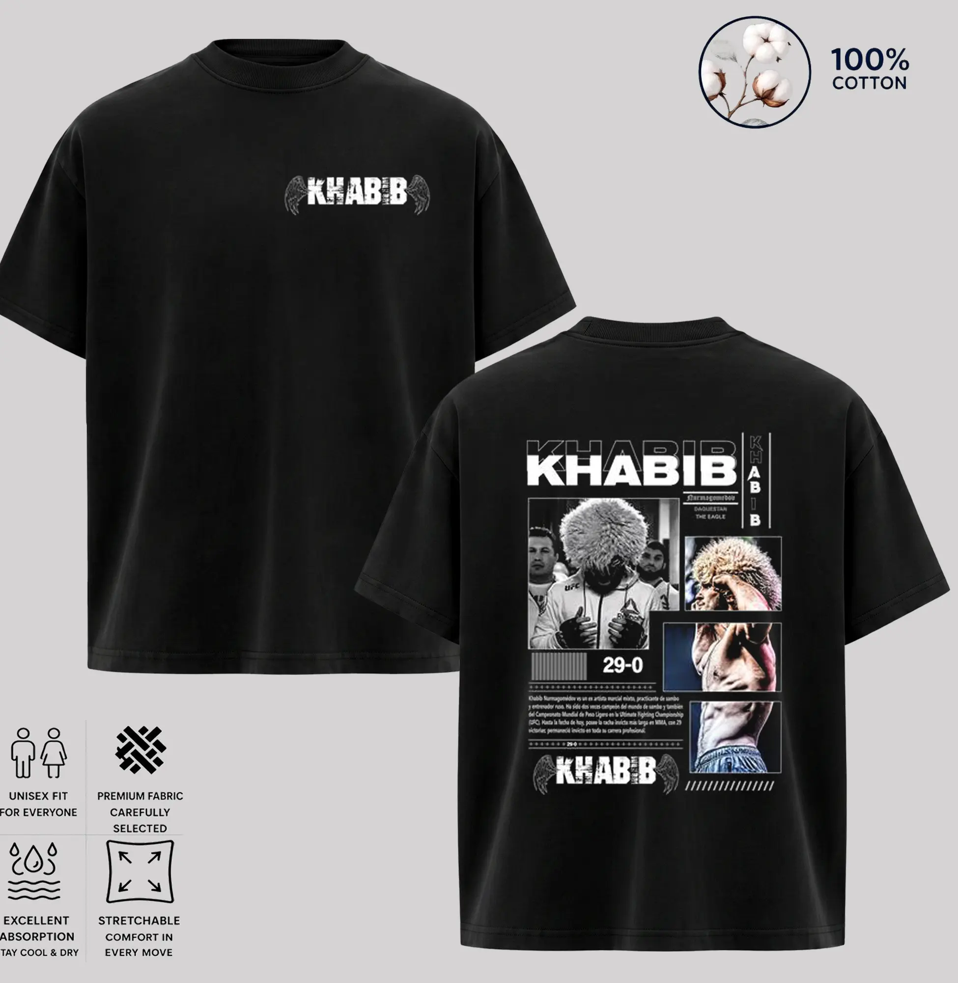 Khabib Nurmagomedov "The Eagle" Vintage MMA Graphic T-Shirt, Dagestan UFC Fighter Tee, Unisex Heavy Cotton Shirt, Fight Night Apparel, Gift for Combat Sports Fans