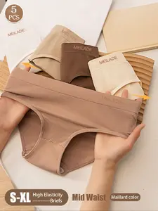 Women's Cotton Underwear Set, 5-Pack Soft Breathable Low Waist Panties, High Stretch Seamless Design, Casual Everyday Summer Home Wear