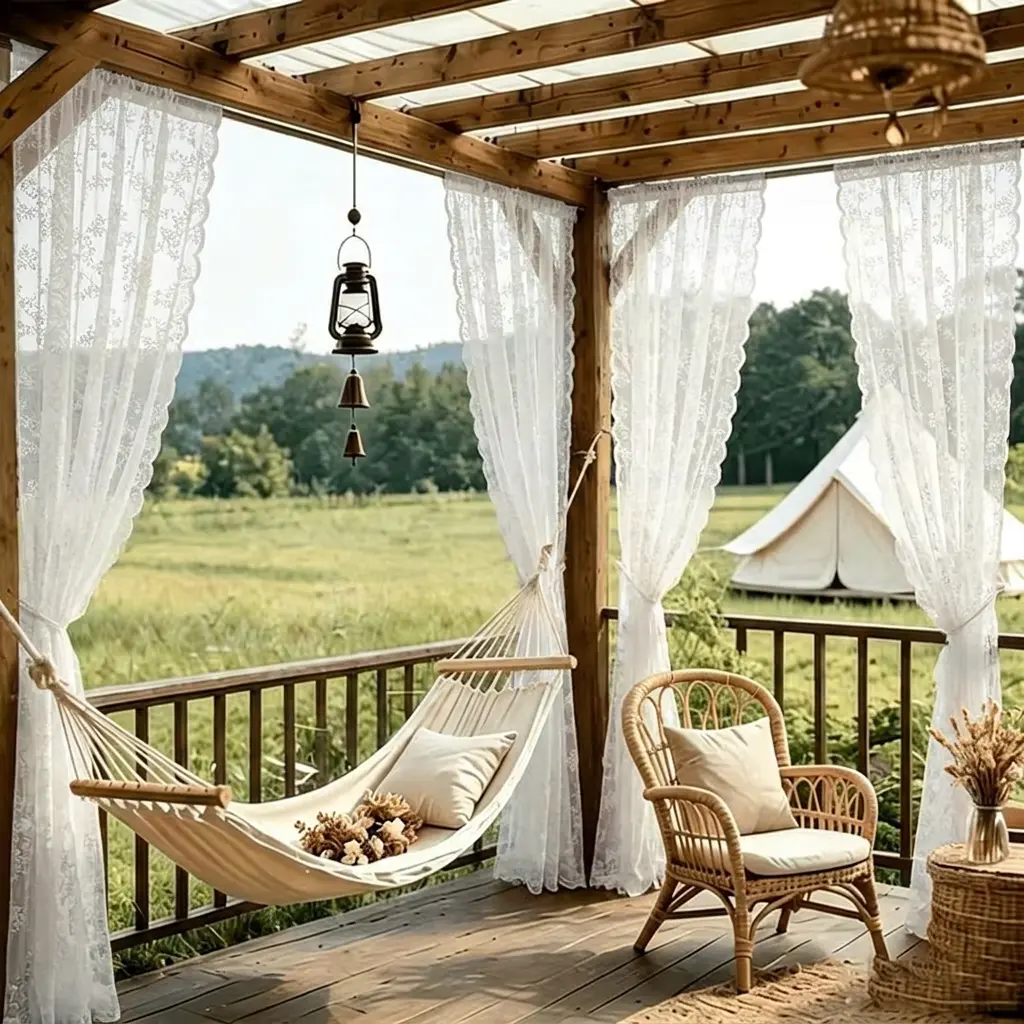 4 sets of French-style wavy-edge lace curtains, pastoral floral translucent curtains, balcony pavilion door curtains, and outdoor atmosphere-sensing draperies for the guesthouse.