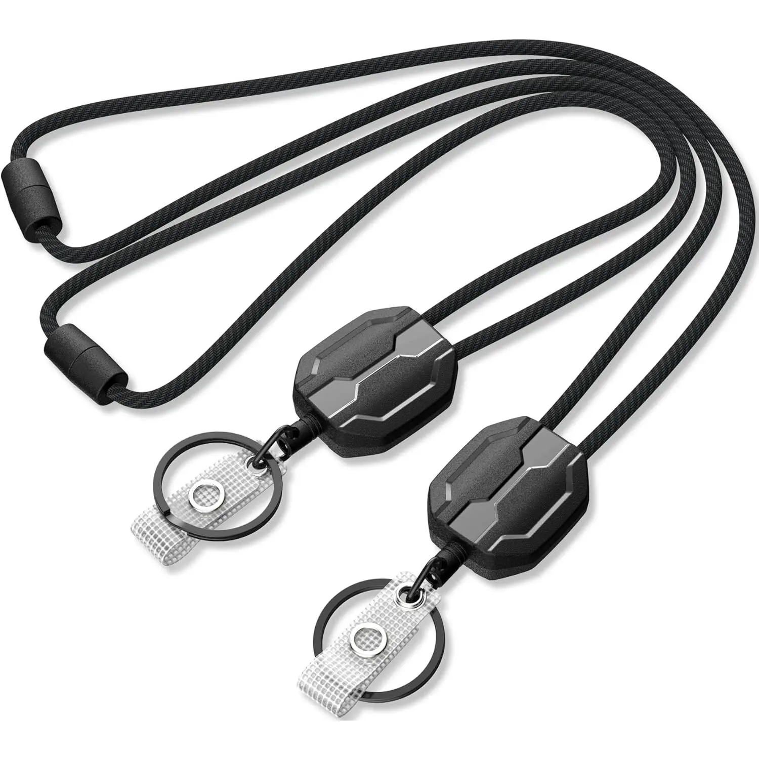 2-Pack Retractable ID Badge Lanyards - 16in Synthetic Dyneema Cord, 16-Inch Retractable Range, Heavy-Duty Detachable Holder, Safety Breakaway Buckle, Stylish for Family, Adults, Schools, Office Identification Supplies, Outdoor Activities