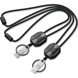 2 Pack Retractable Lanyards for ID Badges Holder, Badge Reels Retractable with Dyneema Cord, Heavy Duty Lanyard with Safety Breakaway Buckle for  and ID Card