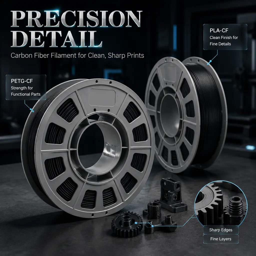 2 Pack Carbon Fiber 3D Printing Filament (Dual-Pack) - 1.75mm PLA-CF & PETG-CF Spools, Ultra Rigidity, Low Shrinkage, Smooth Finish for High-Precision Print Functional Parts, Universal Fit for Mechanical 3D Printing Supplies