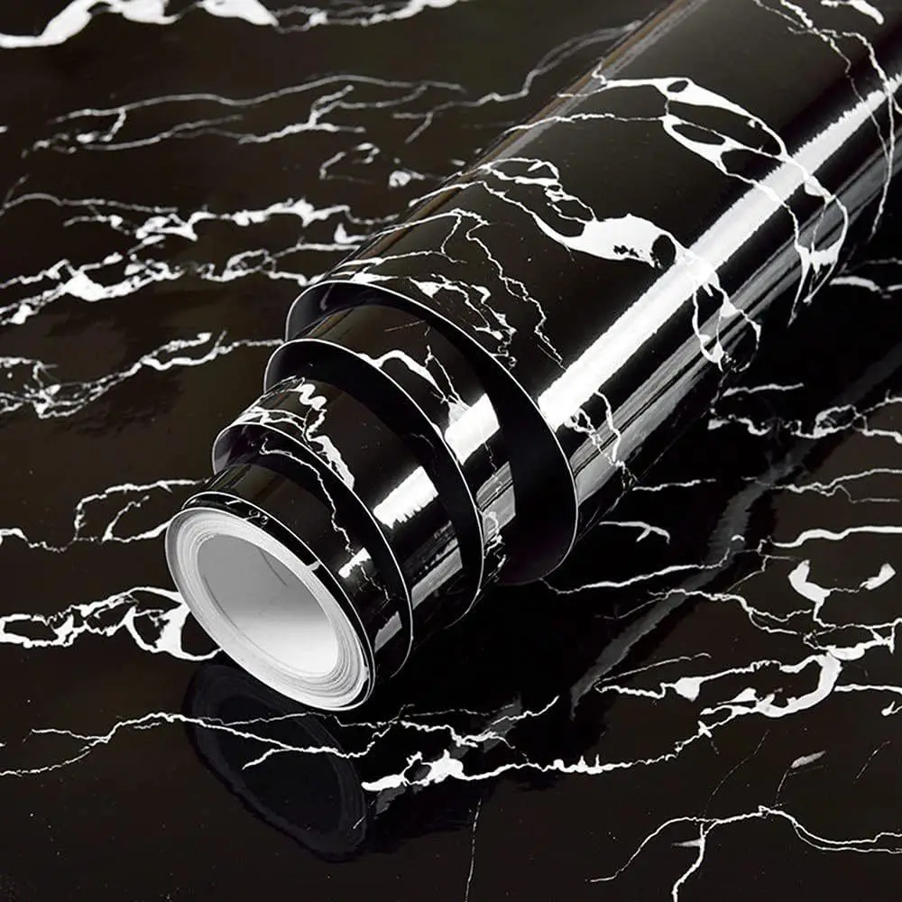 Marble Pattern Wall Sticker, 1 Roll Waterproof Self-adhesive Wall Sticker, Wallpaper for Kitchen, Living Room, Bathroom, Home Decor