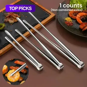 304 Stainless Steel BBQ Grill Clips Food Grilling Tools Korean Style Round Head Sharp Tip Steak Grippers