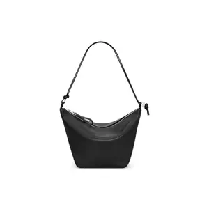LOEWE Hammock Hobo Bag with Embossed Puzzle Zipper in Black Leather for Women
