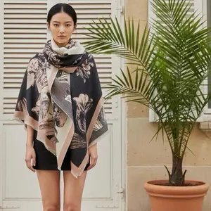 Cashmere Scarf with Feather Print - Soft and Cozy for Everyday Wear