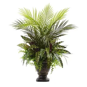 Nearly Natural 27" Mixed Areca Palm, Fern and Peacock with Planter